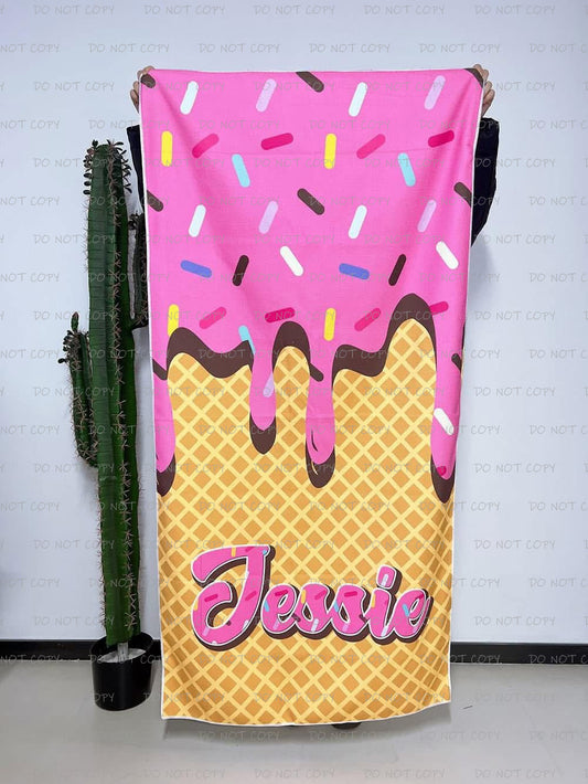 ICE CREAM DRIP BEACH TOWELS
