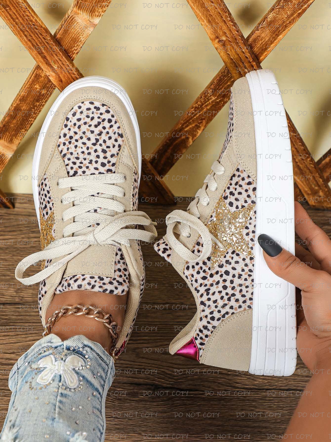 Leopard Sparkly Star Sneakers