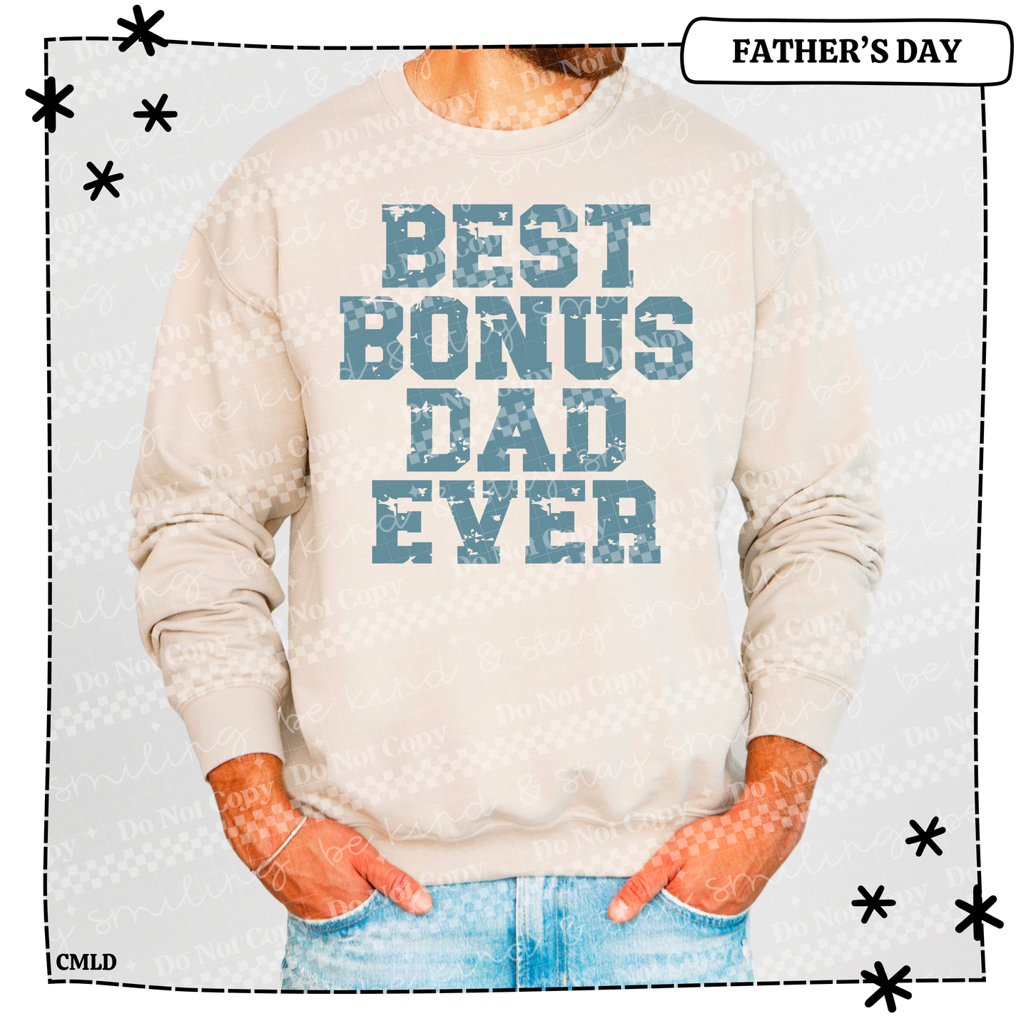 Best Bonus Dad Ever Blue Vintage