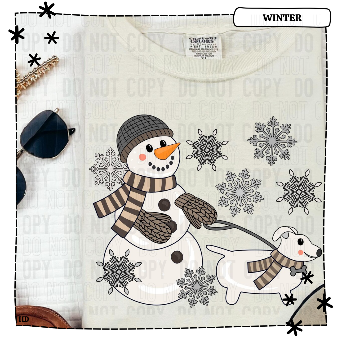 Snowman Walking Dog Brown