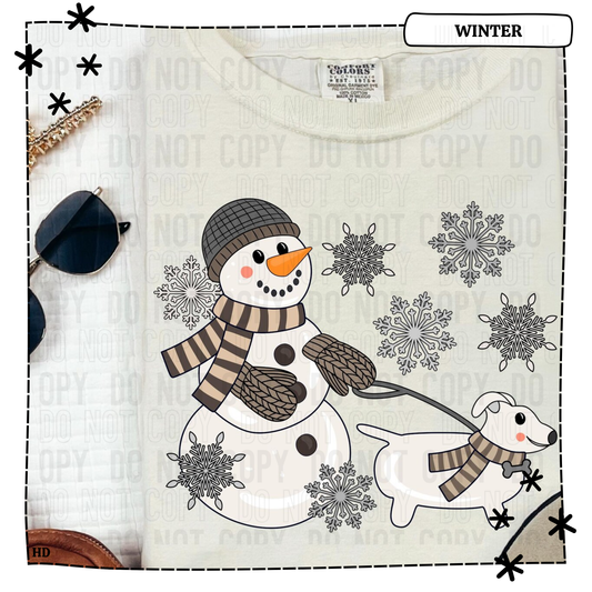 Snowman Walking Dog Brown