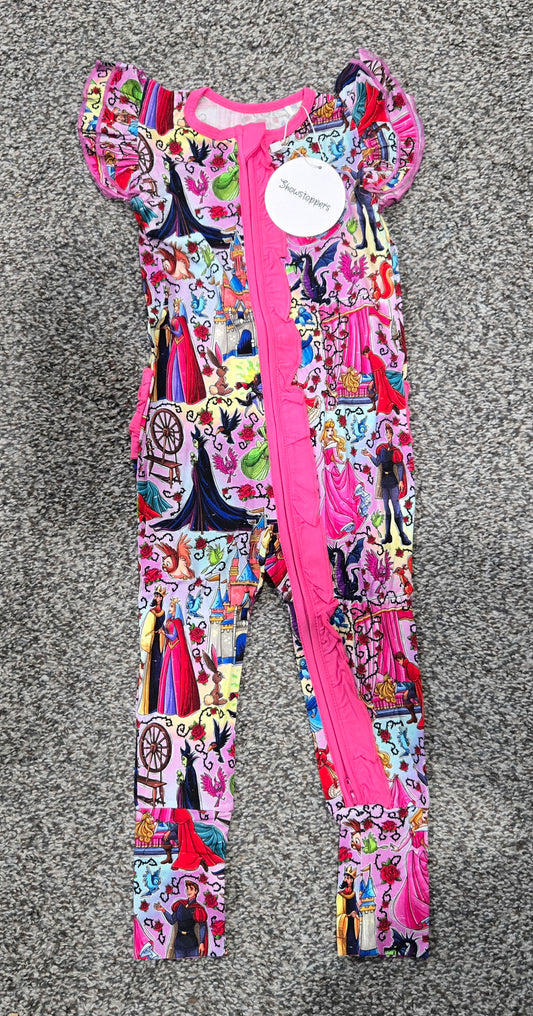 Sleeping Princess - Flutter Sleeve Zip Romper